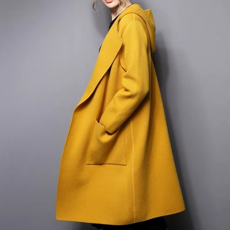 Высокое качество шерстяное вязаное элегантное женское длинное пальто мягкий