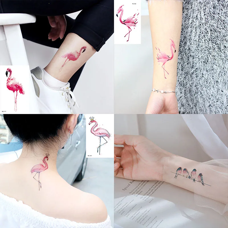 Водостойкая Временная тату-наклейка фламинго животное птица сова для любви