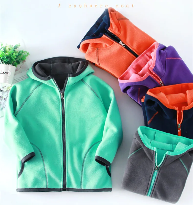Boys Polar Fleece Jacket Kids Hooded Long Sleeve Autumn Girl Child Coat Embroidery Warm Children Outerwear Clothes