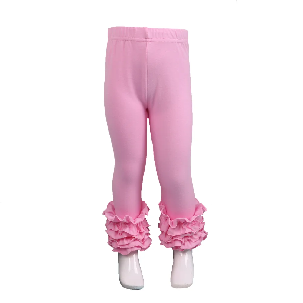 pink Леггинсы с оборками для маленьких девочек; детские длинные эксклюзивные брюки; Детские хлопковые брюки с эластичной резинкой на талии; штаны для девочек - Цвет: pink