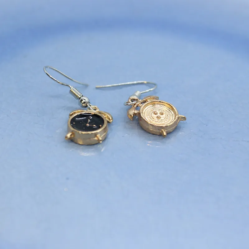 Funny Cute Simulation Small Alarm Clock Enamel Earrings Women's Fashion Creative Personality Hand-made DIY Jewelry Gifts | Украшения и