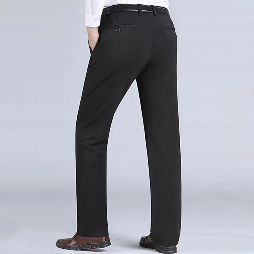 

Skin-friendly Trousers Solid Color Straight Suit Pants for Business