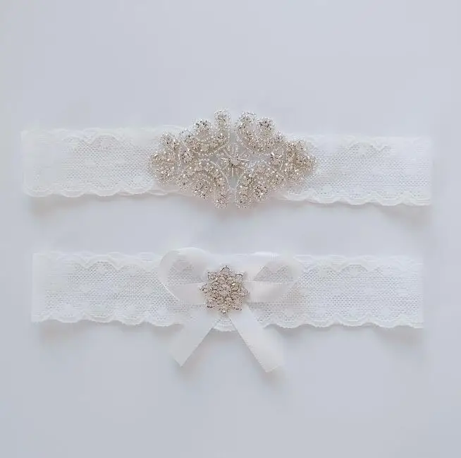 2 шт. Свадебные Подвязки Стразы с бантом кружевное кольцо для ног белые пикантные