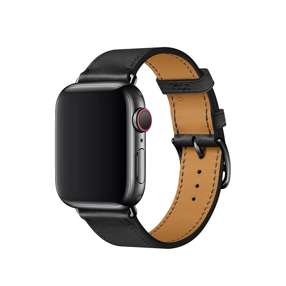 Noir Двойной тур ремешок для Apple Watch серии 5 4 3 2 1 ремешок для iWatch Ремень Высокое качество Натуральная кожа петля 38 мм/40 мм/42 мм/44 мм - Цвет ремешка: Noir