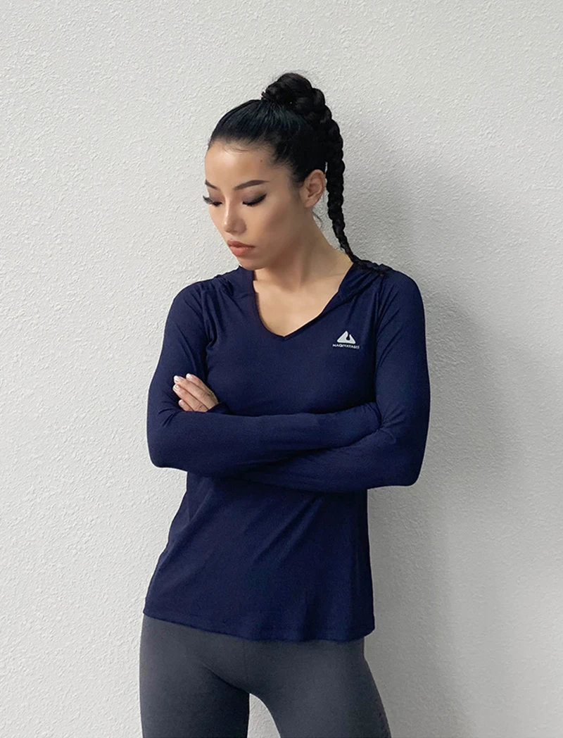 SALSPOR Gym Women Yoga Shirt Long Sleeve Hooded Sport T Shirt Absorb Sweat Quick Dry Workout Tops Fitness Running Sportswear