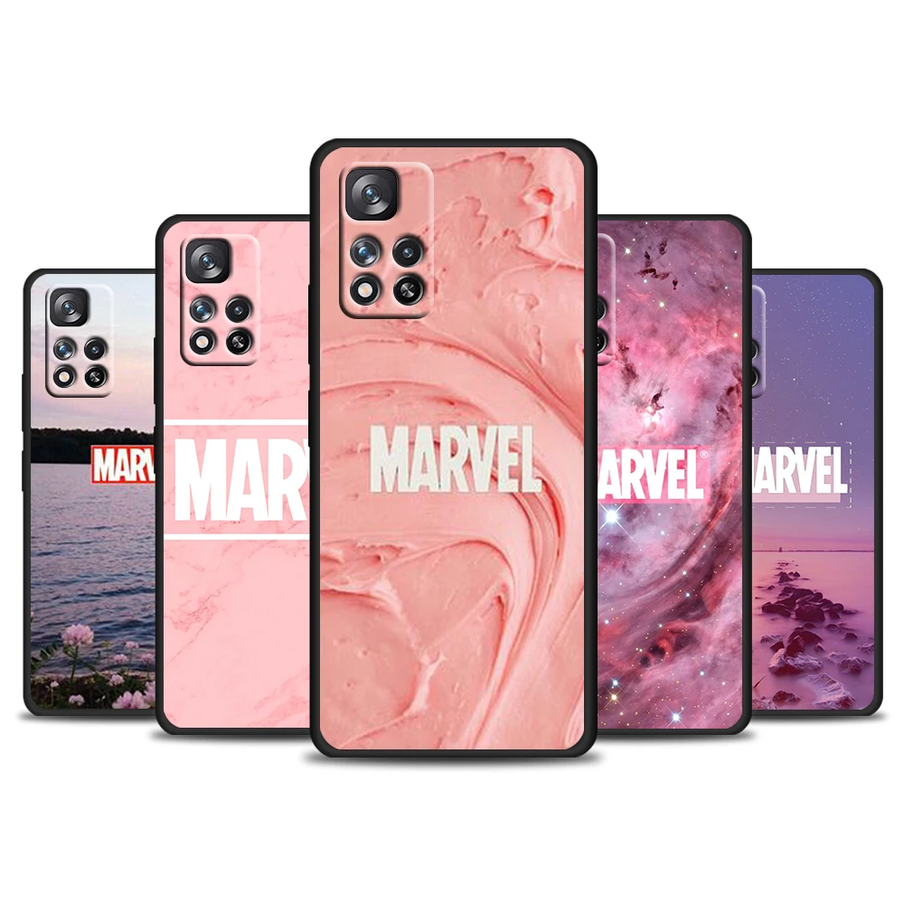 

Marvel Pink Logo For Redmi 10 9 9C 9A 8 8A 7 7A 6 6A 5 5A 4X 4G 5G Prime Pro Plus Silicone Soft Black Phone Case