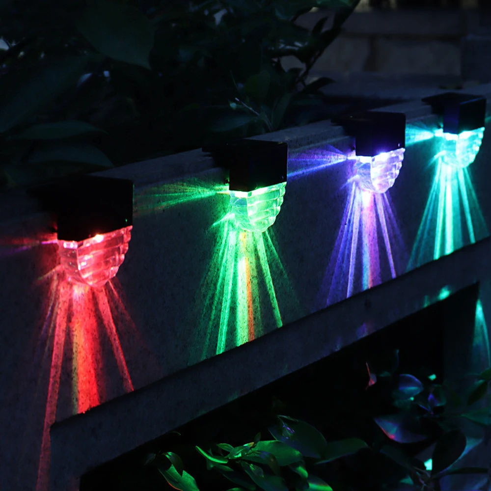 

Outdoor Solar LED RGB Stair Light Garden Fence Luz Luces Solares Exterior Decoration Jardin Focos Lampe Solaire Navidad Natal