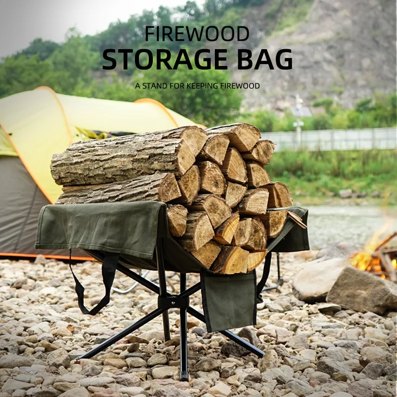 

Outdoor picnic camping equipment firewood firewood rack sundries rack camp firewood bag firewood bag portable canvas bag
