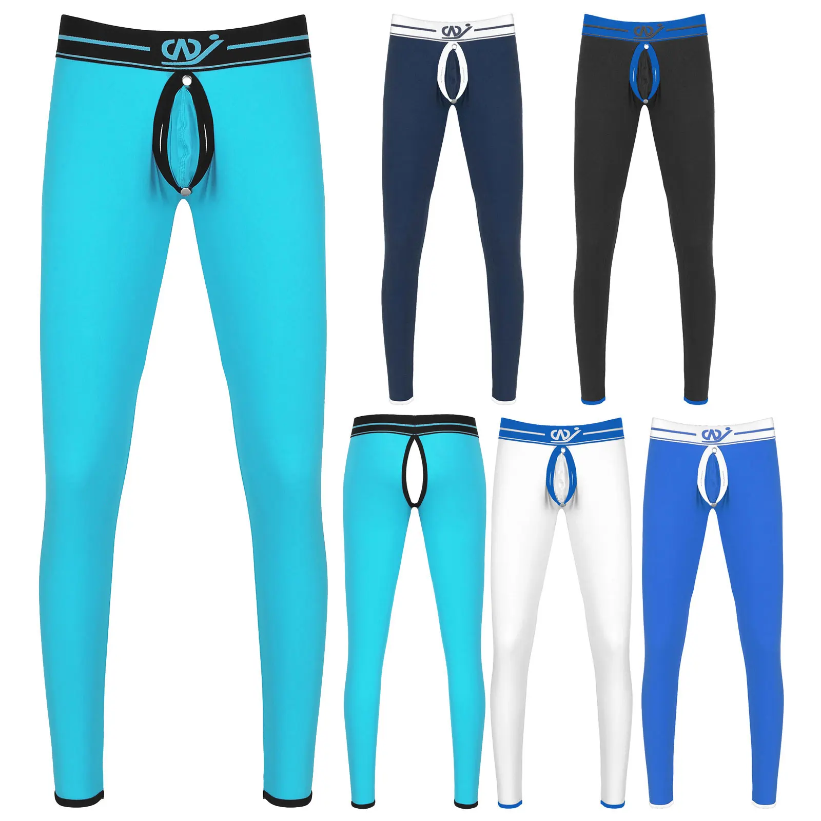 

New Arrival 2020 Men Low Rise Crotchless Winter Warm Leggings Pants Sport Length Bottoms Elastic Waistband Bulge Pouch Trousers