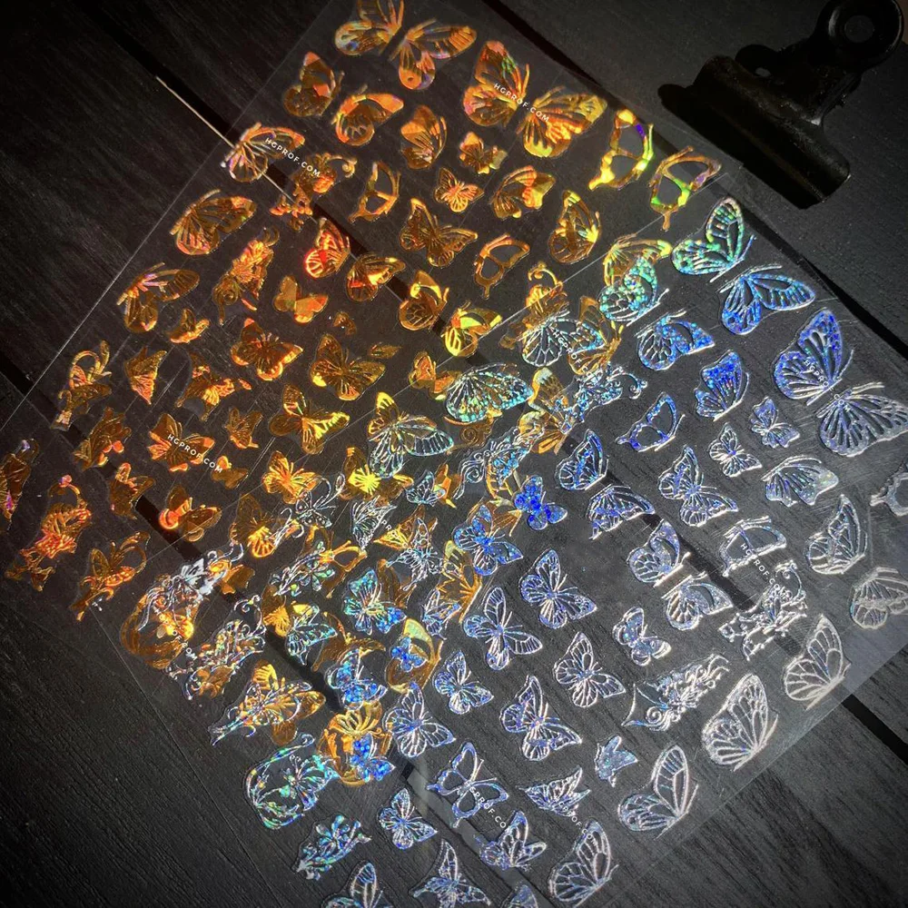 Стикеры 3D на ногти Nail Art самоклеящиеся наклейки в виде бабочки 10x8 большой лист 40