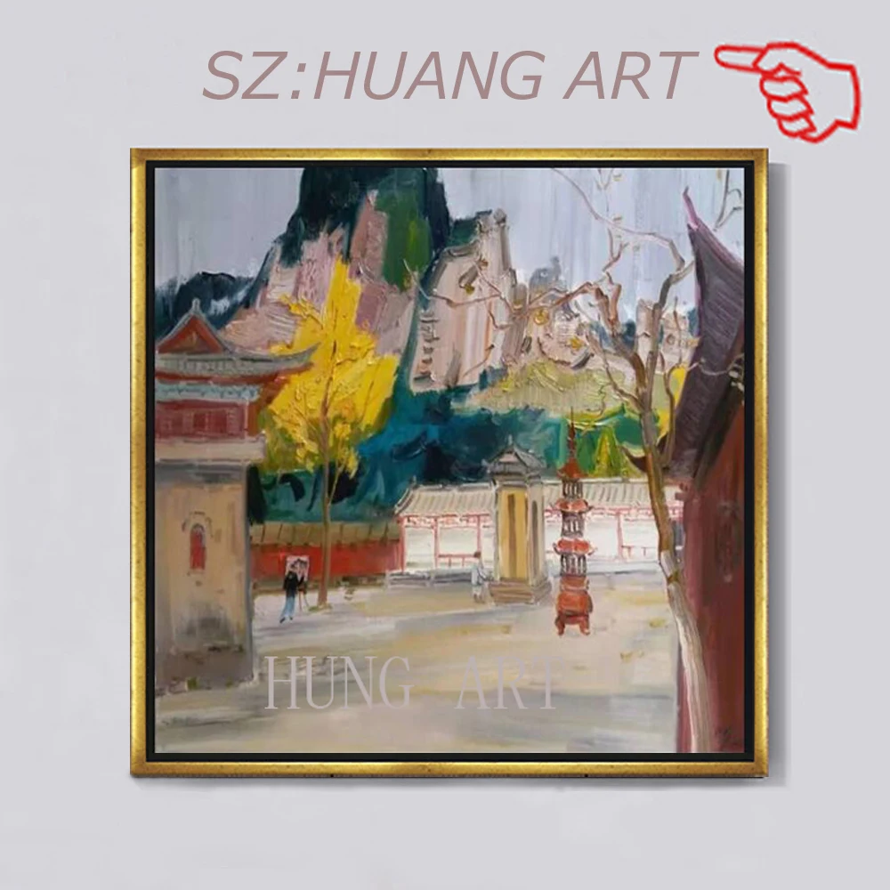 

Original painting painting landscape house building oil painter lobby and wall art living room wall chart hand-painted
