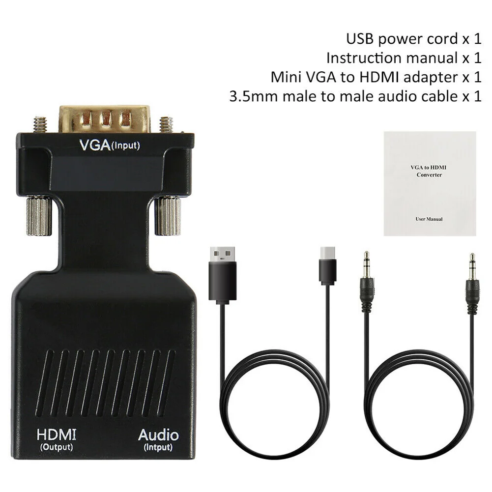 Конвертер VGA Male-HDMI Female с аудиоадаптером кабели 1080P для HD ТВ-монитора проектора