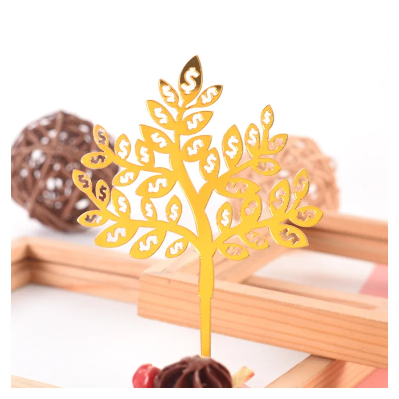 Новый акриловый торт с золотыми монетами и елкой мечты топпер для детского торта