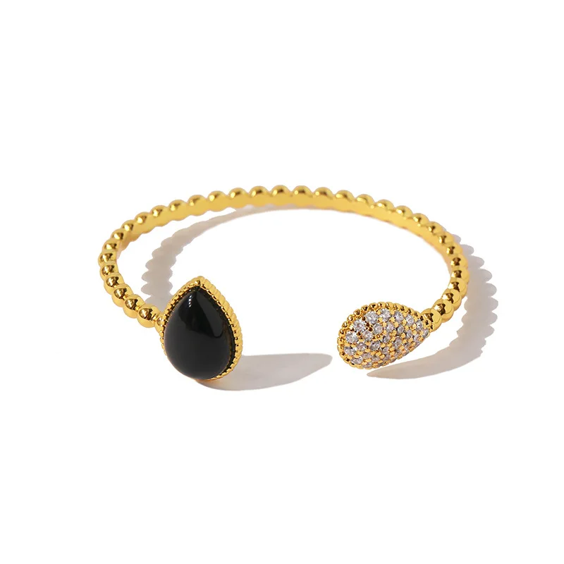 Модный Открытый браслет для женщин с золотым фианитом и камнем в виде капли воды |