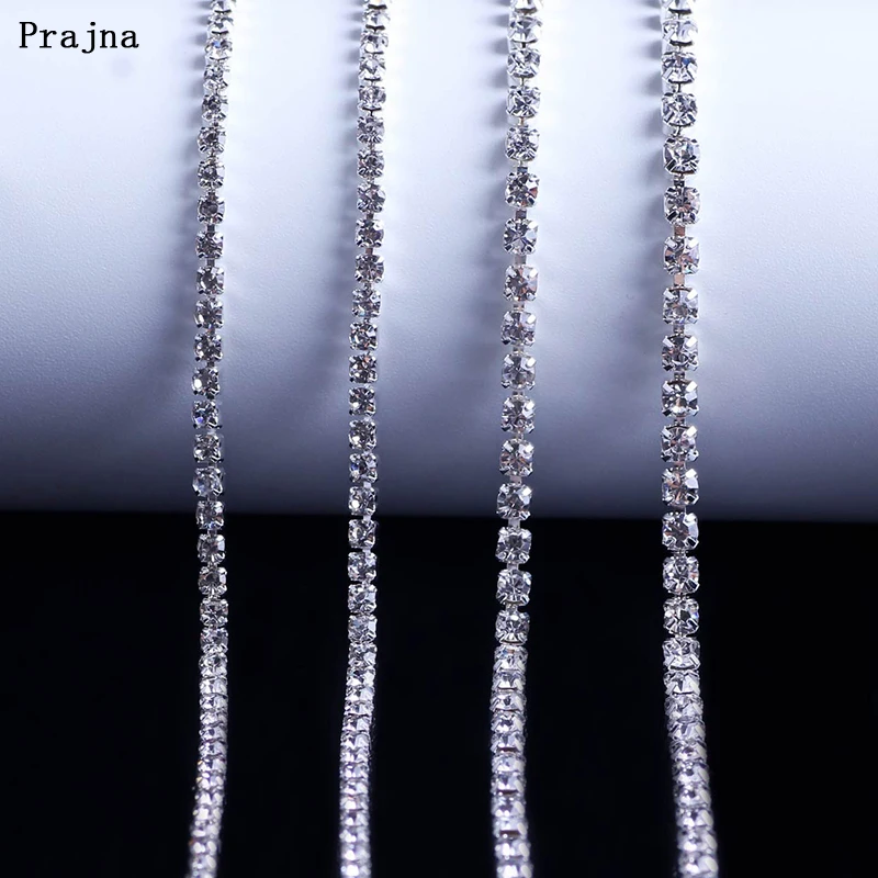 Prajna SS6 SS10 SS12 стразы s 1 ярд Белый AB Цвет Стразы цепь отделка для платья ручная