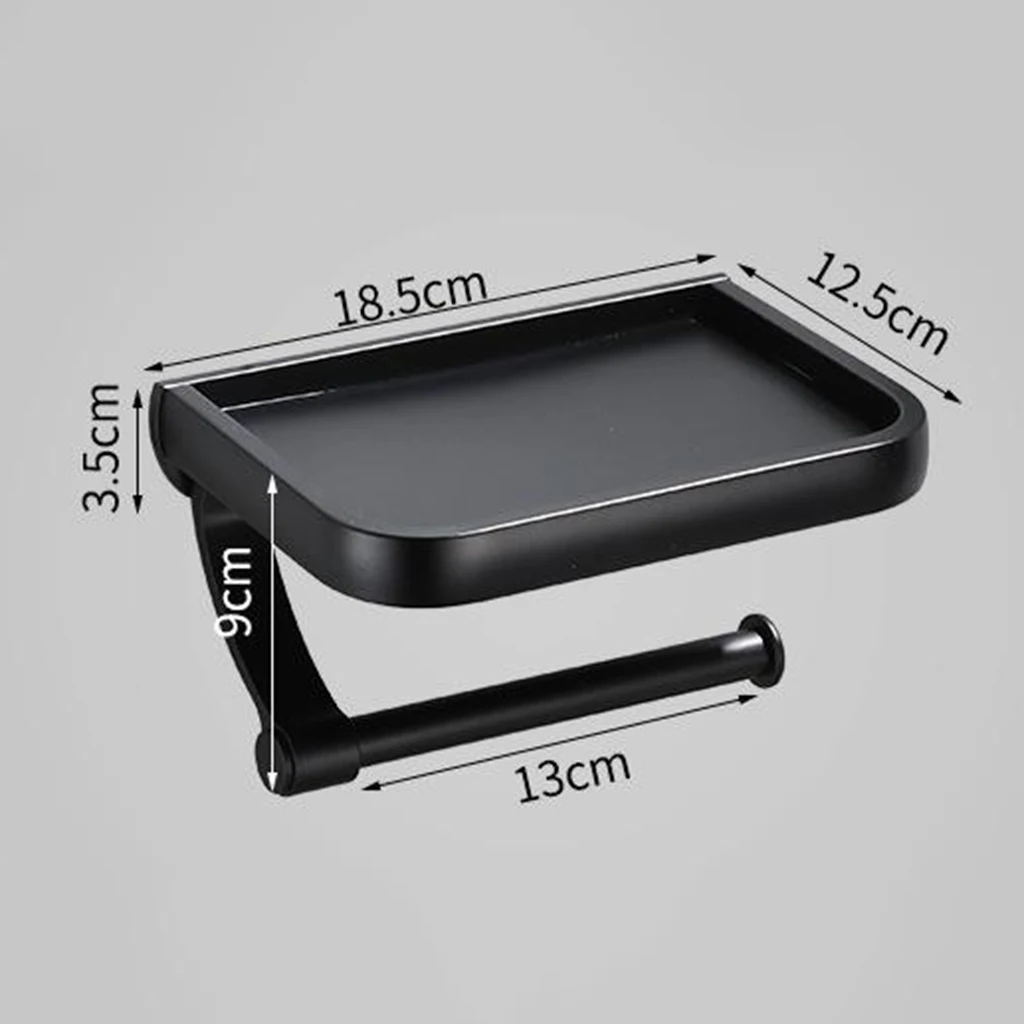 

Black Toilet Paper Holder with Phone Shelf Wall Mounted Toilet Roll Holder Tissue Paper Holder Bathroom Hardware Accessories