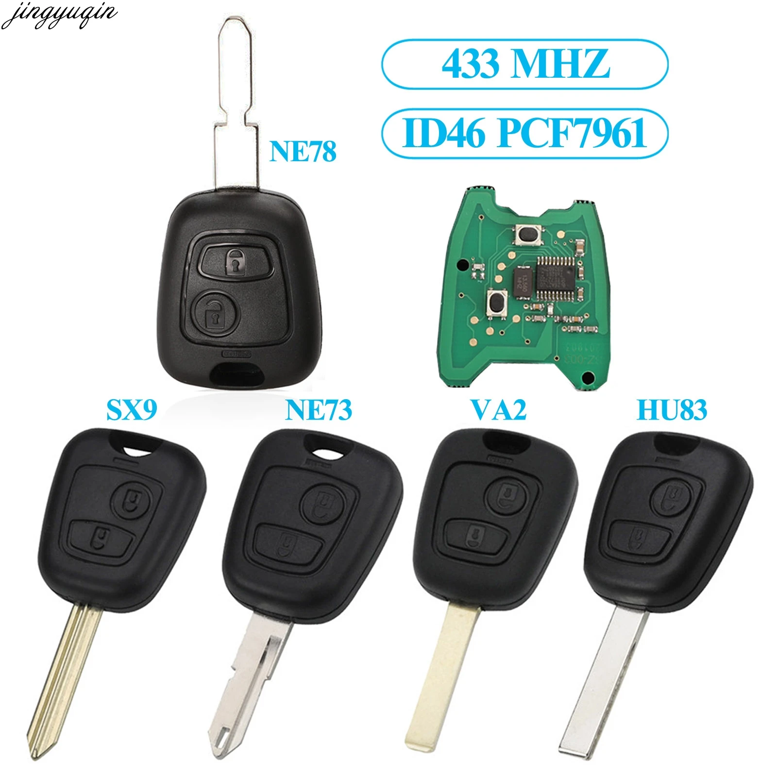 2 кнопки дистанционного ключа автомобиля 433 МГц ID46 pcf7961 для Citroen C1 C2 C3 C4 Saxo Picasso peugeot