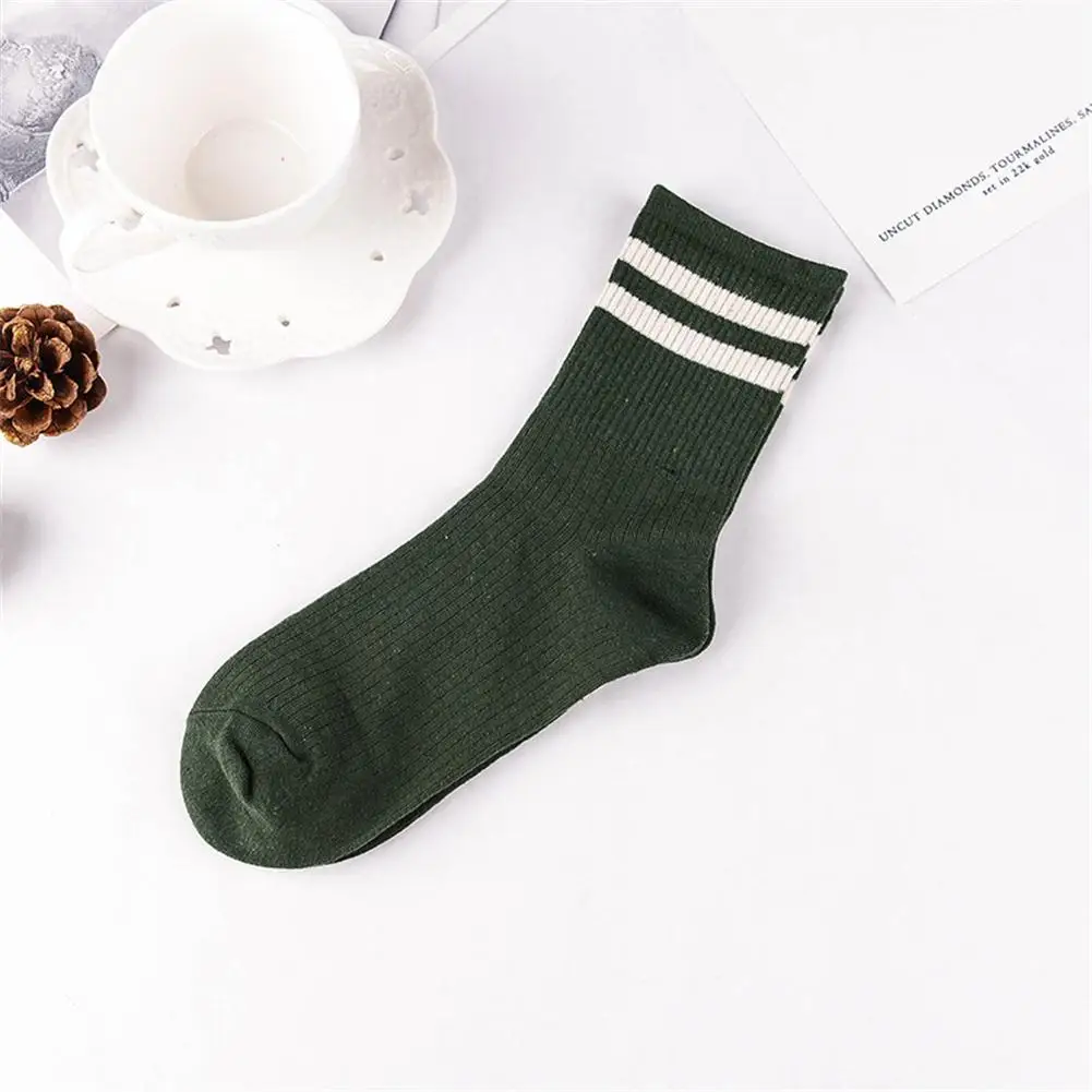 Носки женские спортивные унисекс хлопковые с двумя полосками до щиколотки