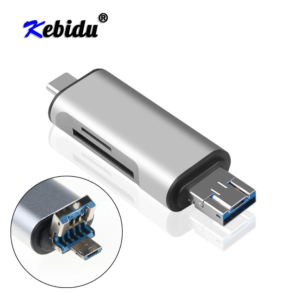 Kebidu 3 в 1 OTG Type C кардридер USB 0 A Micro комбинированный к 2 слотам TF SD для смартфона ПК