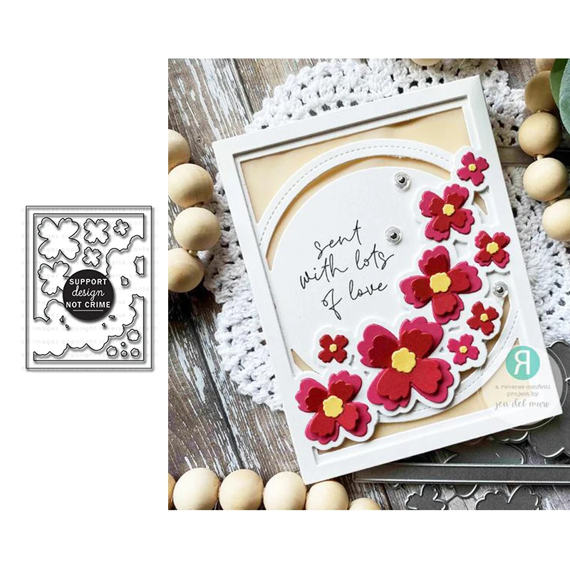 

New Floral Chain Cover Panel Metal Cutting Dies Scrapbook Diary Decoration Stencil Embossing Template DIY Greeting Card Handmade