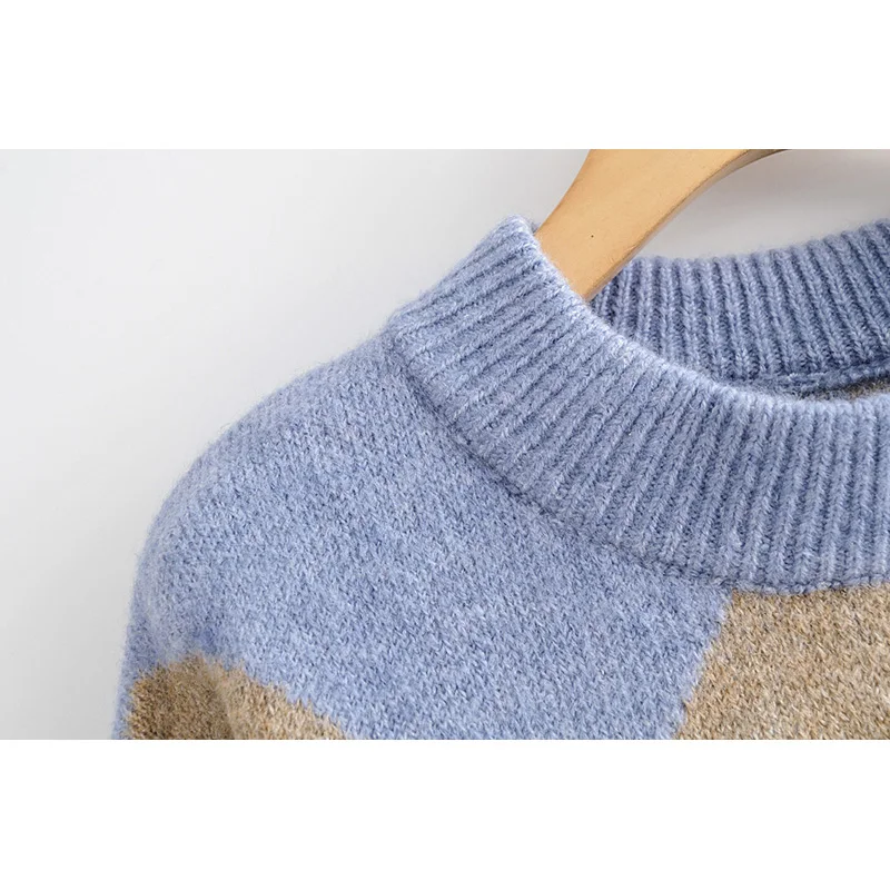 Модный свитер za мохер женский 2019 модный из кусков длинный рукав уютные пуловеры