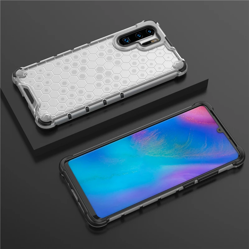 Beehive Pattern Case For Huawei P30 Lite Pro Honeycomb Transparent Airbag Shockproof Cover Nova 5i Mate 20 30 hard |