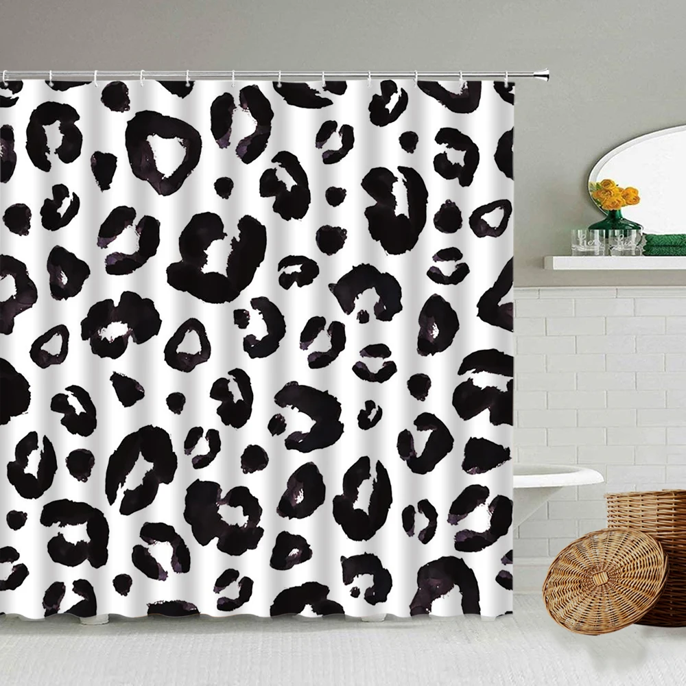 

African Style Leopard Pattern Shower Curtain Wild Animal Print Bathroom Bathtub Home Decoration Gift Waterproof Curtains Screen