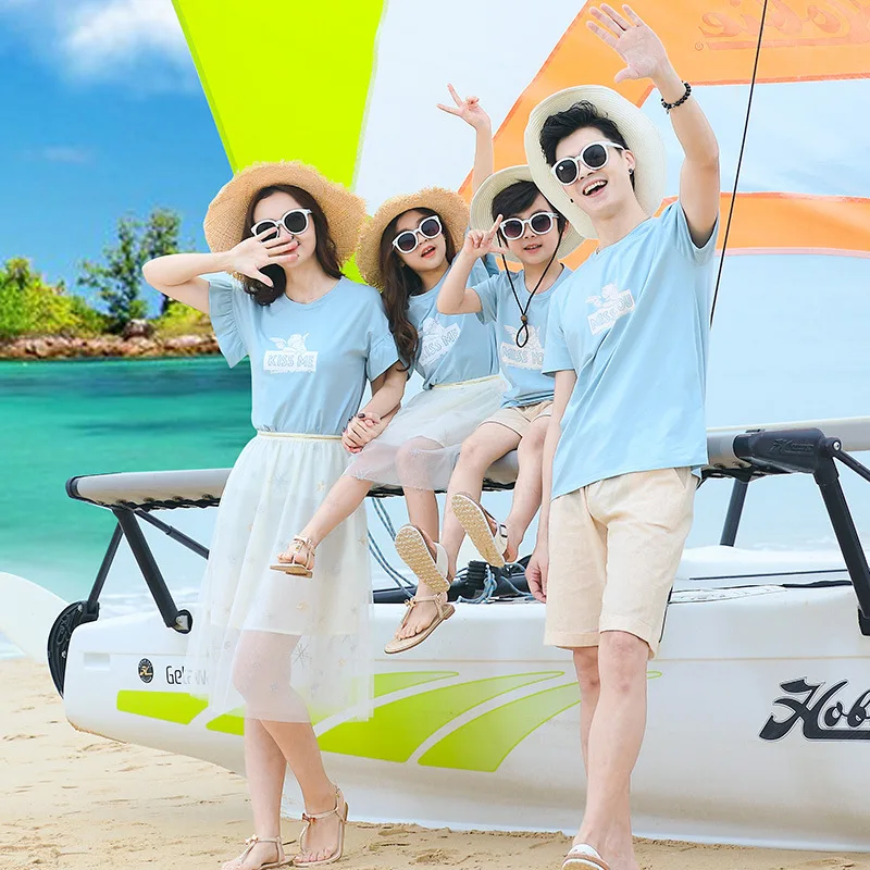 Лето 2019 Новые одинаковые комплекты для семьи мамы и дочки хлопок Юбка из сетчатой