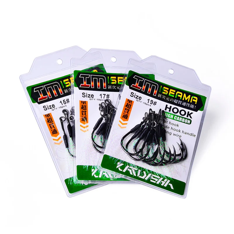 

KATYUSHA 50Pcs Metal Jig Luminous Assist Hooks 11-19# Jigging Spoon Fishhooks With PE Line Feather Solid Ring Fishing Hooks