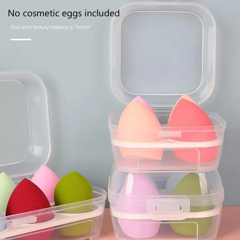Transparent Packing Box 4 Packs Multi Purpose Storage Eggs Sponge Accessories Powder Makeup Foundation Beauty K2L5