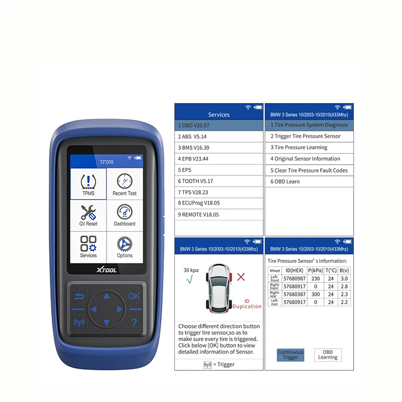 Новый инструмент для диагностики автомобиля XTOOL TP200 TPMS датчик давления в шинах