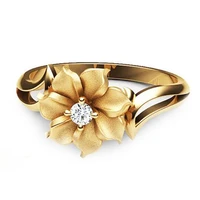 new simple gold sun flower rings for women delicate zircon elegant engagement ring for girls gift fashion jewelry anillos mujer