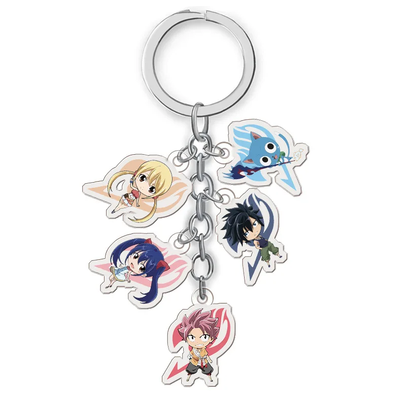 

5PCS/Set Anime Collection Key Buckle FAIRY TAIL Acrylic Keychain Comic Figure Transparent Pendants Key Ring