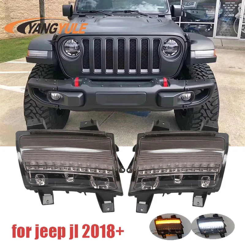 Для Jeep Wrangler JL 18 19 светодиодный сигнальный сигнал поворота Белый DRL Янтарный