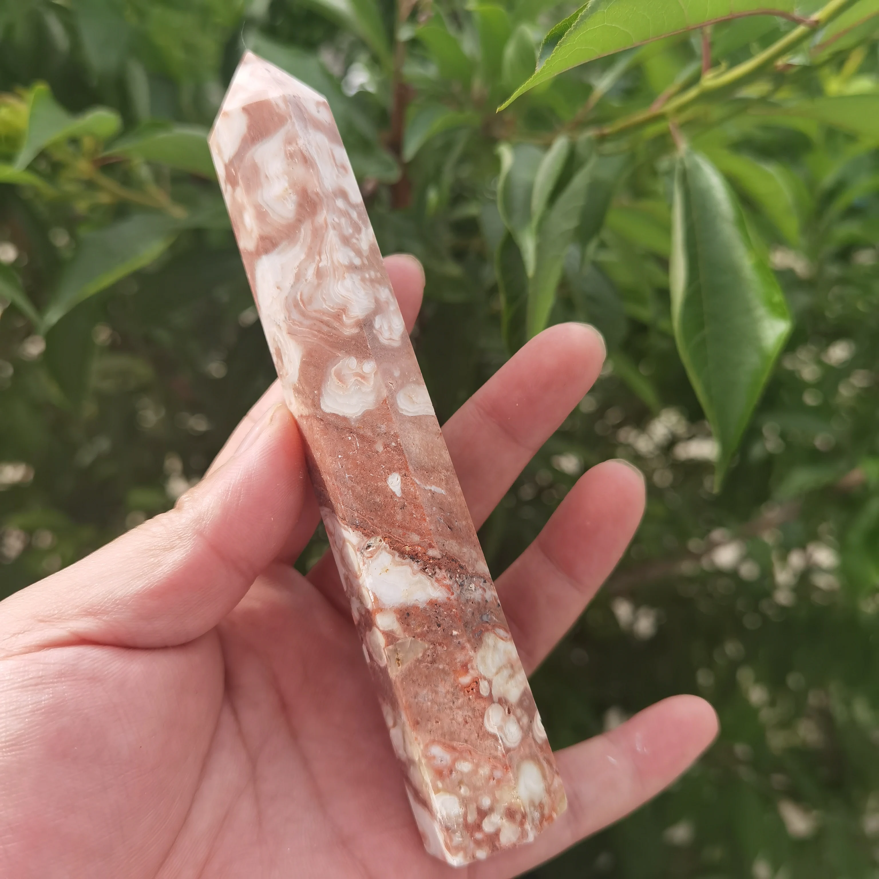 

High Quality Natural Amber cherry agate Point Healing Crystal Polishing Tower Mine Energy Mineral Wand For Home Decor