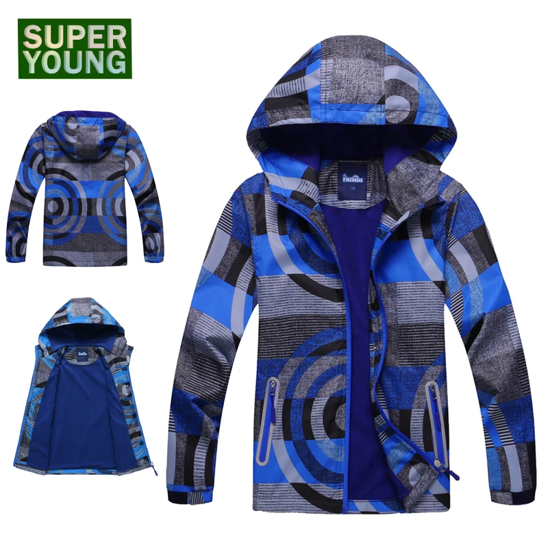 Детям для фитнеса на открытом воздухе Водонепроницаемые Дождевики флис софтшелл