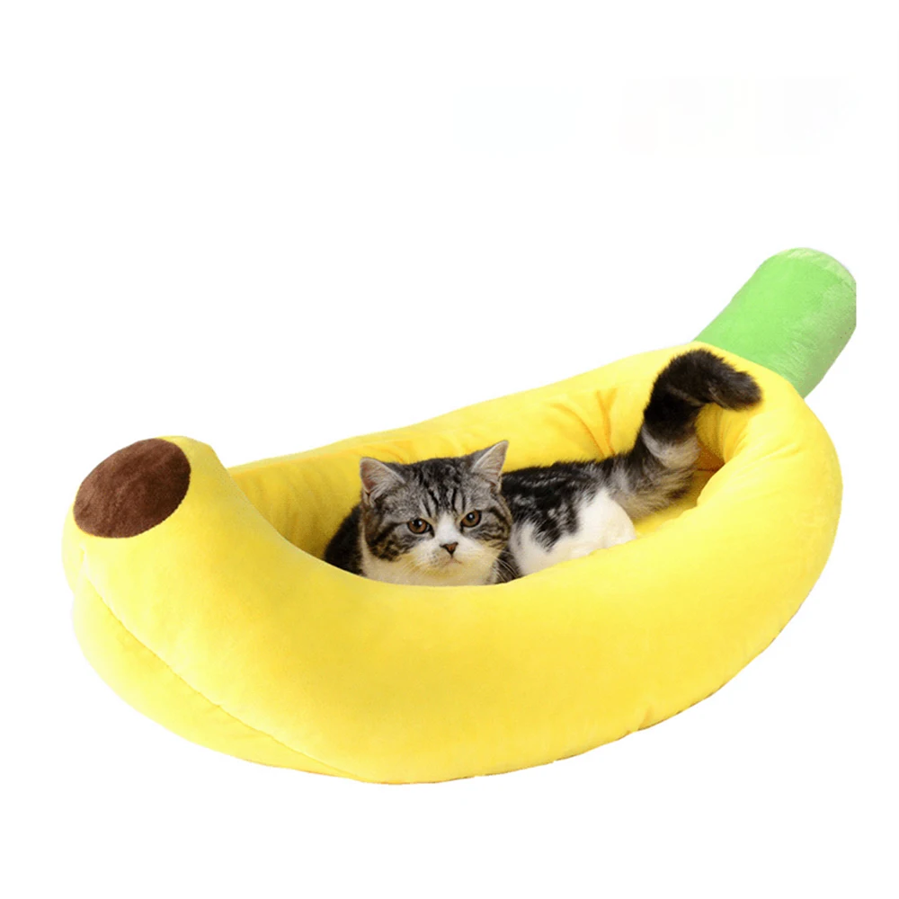 

Cute Cartoon Dog Bed Banana Shape Pet Kennel Soft Warm Cat House Plush Cushion For Small Medium Dogs Sleeping Mat Pet Supplies