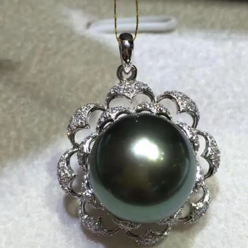 Оптовая цена ^ Новые 12-13 мм Подвески из натурального таитанского черного жемчуга -