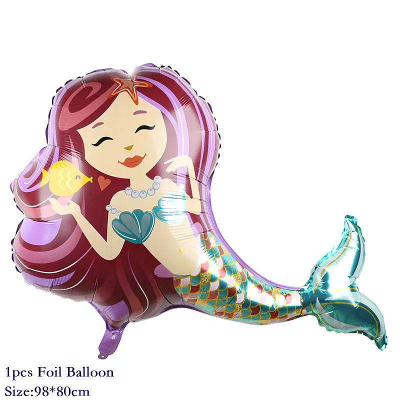 1pcs Mermaid 1 комплект шаров с изображением русалки, детские украшения на день рождения, фиолетовые, синие воздушные шары конфетти, шарики для свадьбы, товары для душа - Цвет: 1pcs Mermaid
