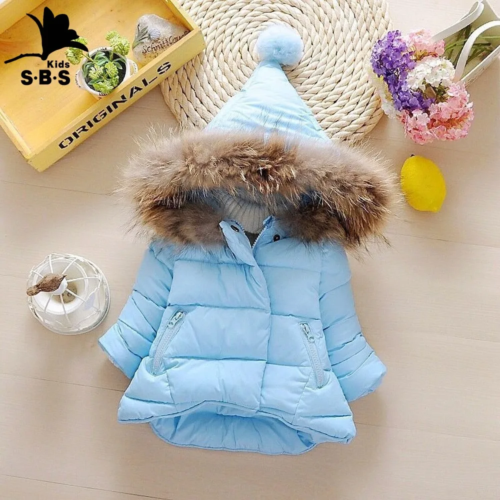 Зимнее хлопковое пальто для девочек От 1 до 7 лет утепленный пуховик с воротником