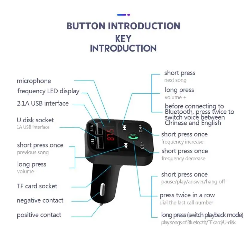 Handsfree transmisor fm bluetooth автомобильный комплект fm-радио Передатчик Автомобильный mp3 плеер USB зарядное устройство Быстрая зарядка мобильный телефон модулятор