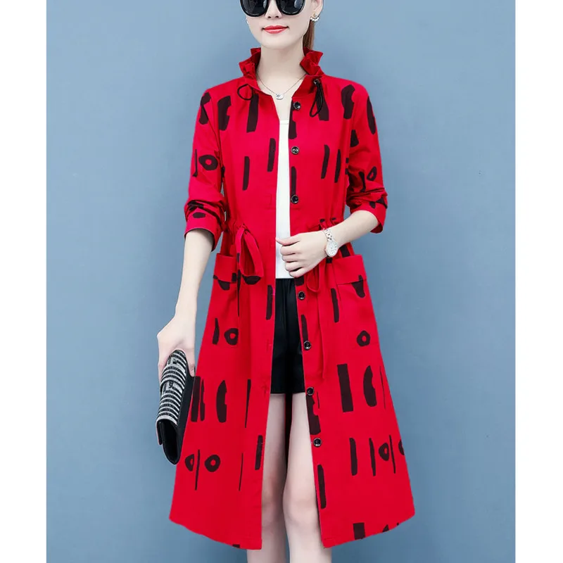 #5648 черный красный коричневый длинное пальто для женщин тонкий с высоким плотно