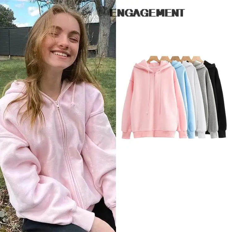 

ENGAGEMENT Women all-match hoodies sweater coat autumn winter plus velvet loose cardigan Za 2021 Trafaluc