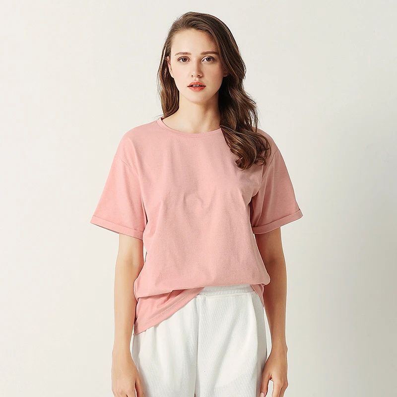 

Summer Clothes Woman 2021 Fashion Loose O Neck T Shirts Pullovers Top Female Short Sleeve Loose Solid Ovesize Ladies Tshirts