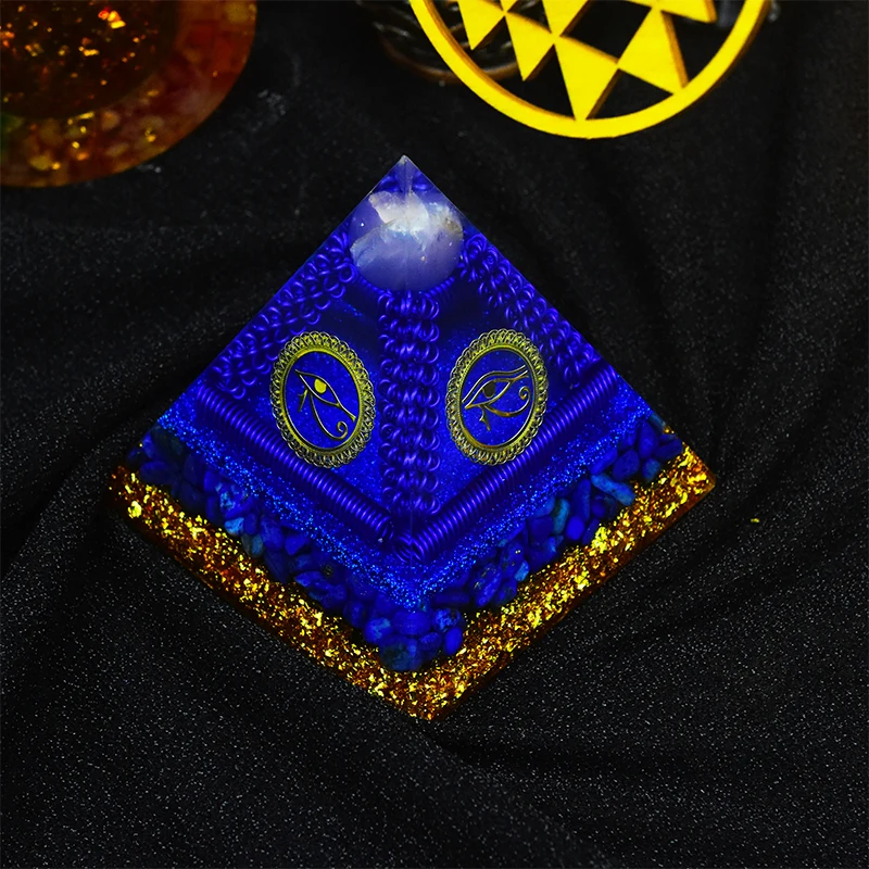 Lazurite Orgone Pyramid EMF 5G Protection With Amethyst Sphere Lapis Lazuli Quartz Atomized Metals Purple Lovers