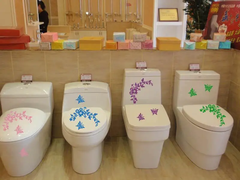 1Pc Decorative Butterfly Flower Vine Toilet Wall Sticker Removable Art Decals Waterproof Home Bathroom Living Room Decor | Дом и сад