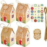 christmas house shape gift boxes candy bags holy jolly snowflake tags xmas paper bags for kids gifts new years party decorations