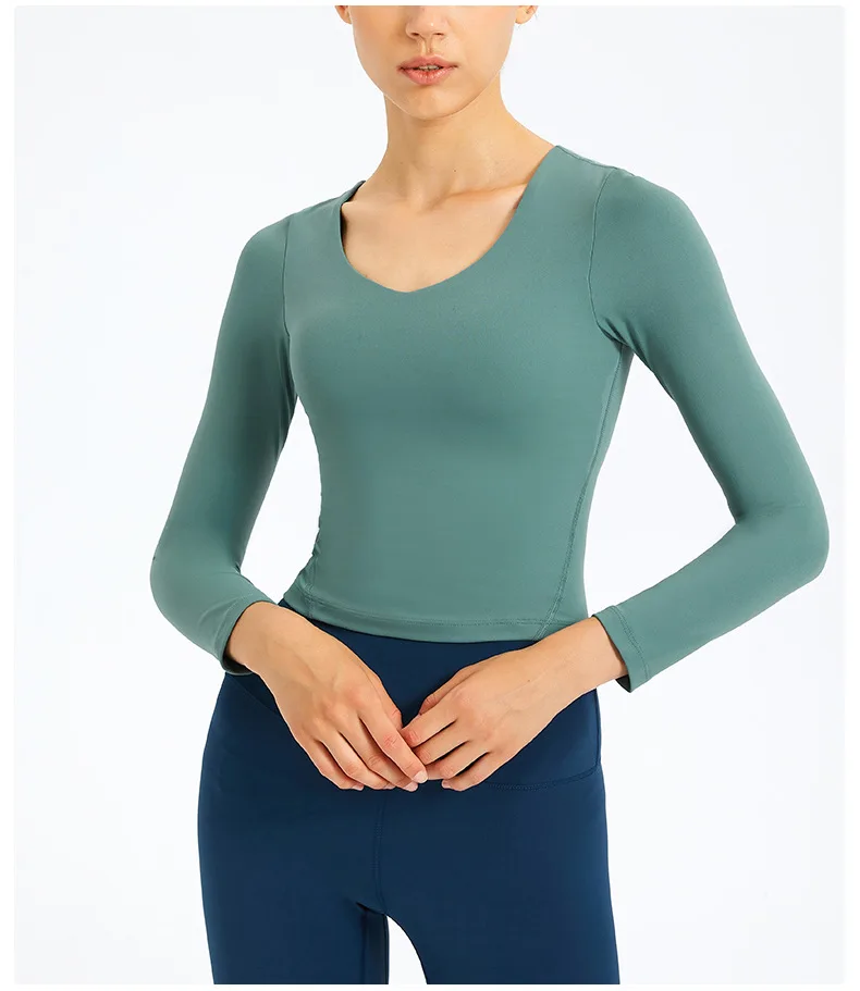 

Plaint long Seeve Sport Shirt Women Fitness Yoga Shirt Anti-sweat Running Sport Fit Top