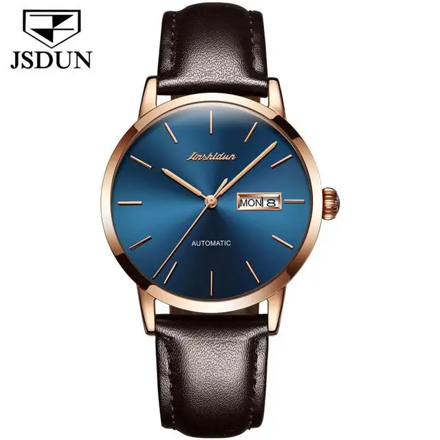 

JSDUN 8812 Leather Men Brand Automatic Watch Waterproof Ultra-thin Tourbillon Mechanical Luxury Men Wristwatch