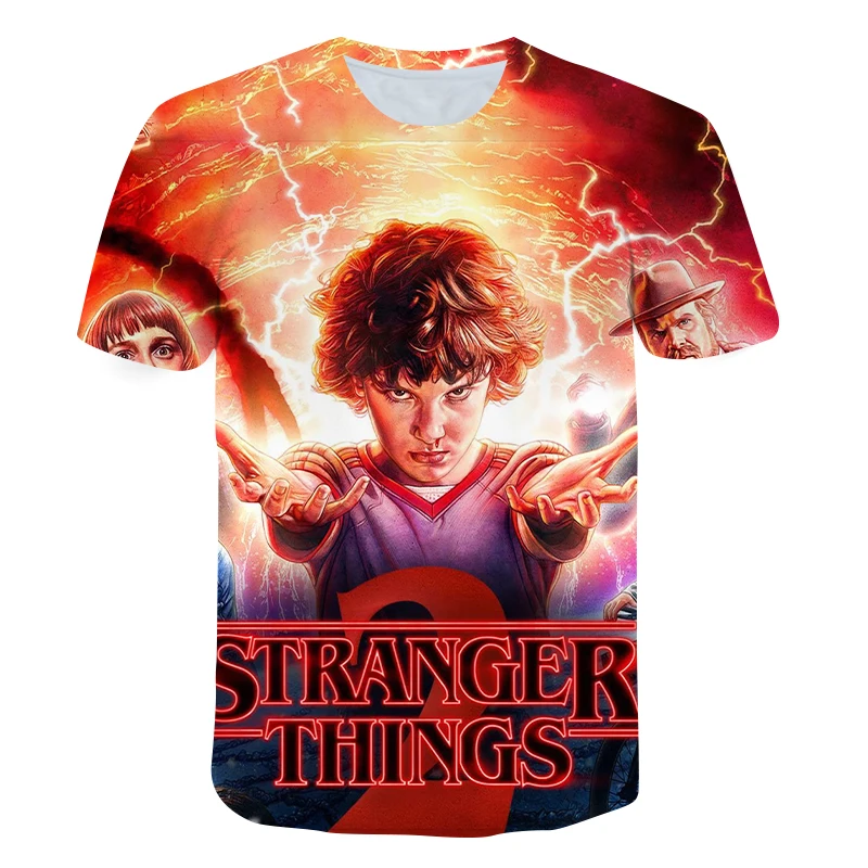 

Latest Stranger Things T shirt Clothes Child Boy Funny Summer Tops Upside Down Eleven Shirts Cartoon Graphic Tees Girls Clothes